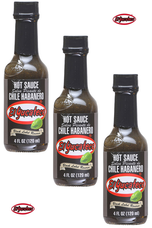 El Yucateco Schwarz Label Reserve Chile Habanero 3er Packung, 3/4oz