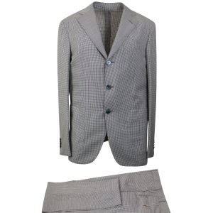 Schwarz und weiß Houndstooth Single Breasted Anzug