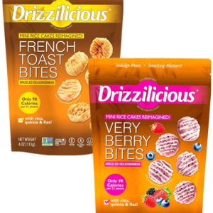 Drizzilicious Mini-Reiskuchen Sorte Packung, French Toast und sehr Beeren Aromen, glutenfrei, 90 Kalorien, 4 Unzen Beutel (Pack von 2)