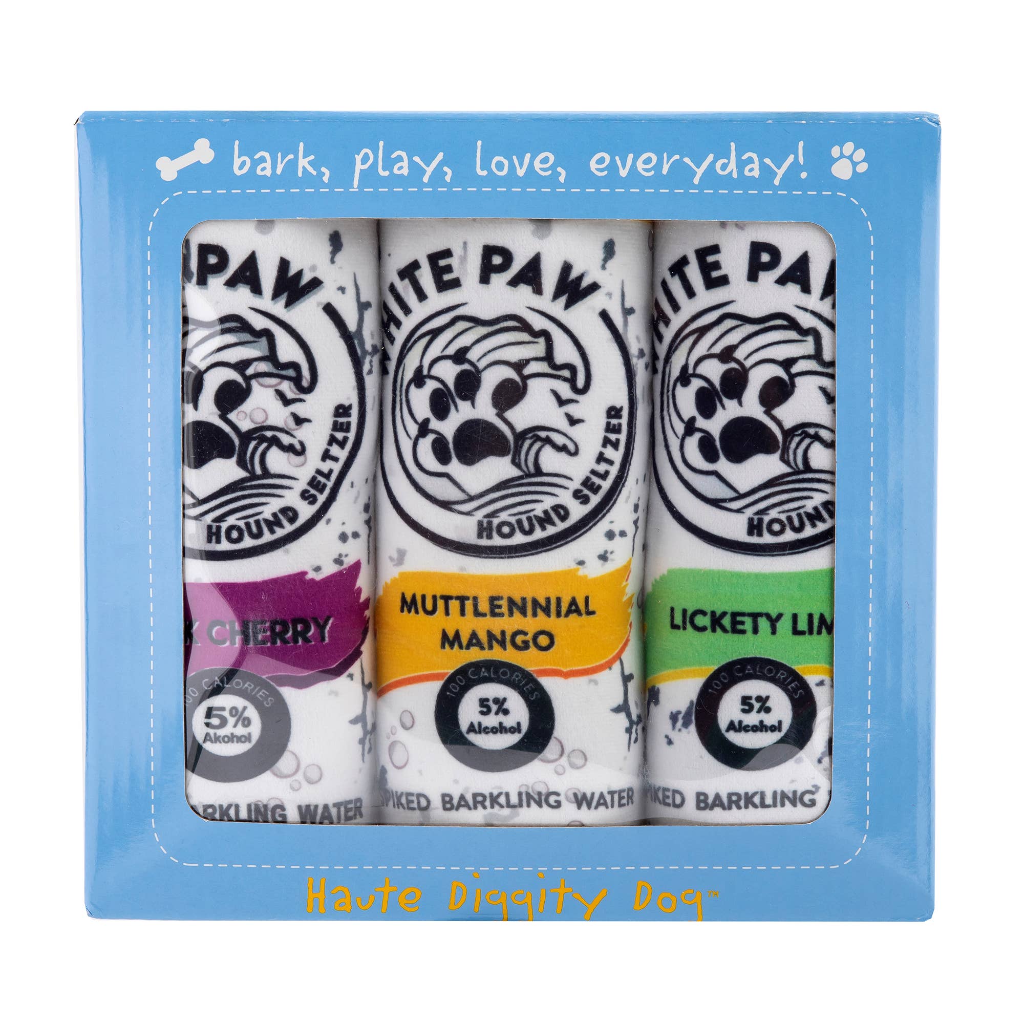 Haute Diggity Hund – Weißer Pfotenhund Seltzer 3er Packung