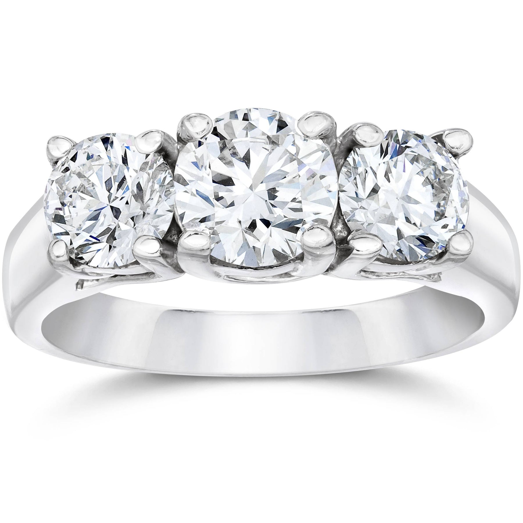 1 3/4 ct drei Stein Runde geschliffene Diamant Verlobungsring 14k Weißgold Lab gewachsen