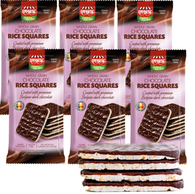 Schokolade bedeckt Reis Kuchen Quadrate, Vollkorn, milchfrei, glutenfrei, koscher, kalorienarme Snacks, 2,6 oz, (Packung mit 6)