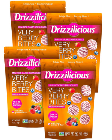 Drizzilicious Sehr Berry Mini Reis Kuchen Bites, (Packung mit 4)