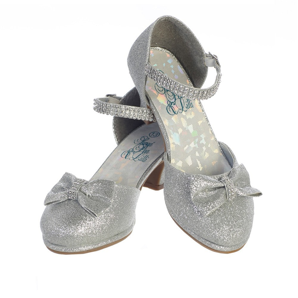 Mädchen Silber Glitzer Strass Bella Schuhe 9 Kleinkind-5 Kinder