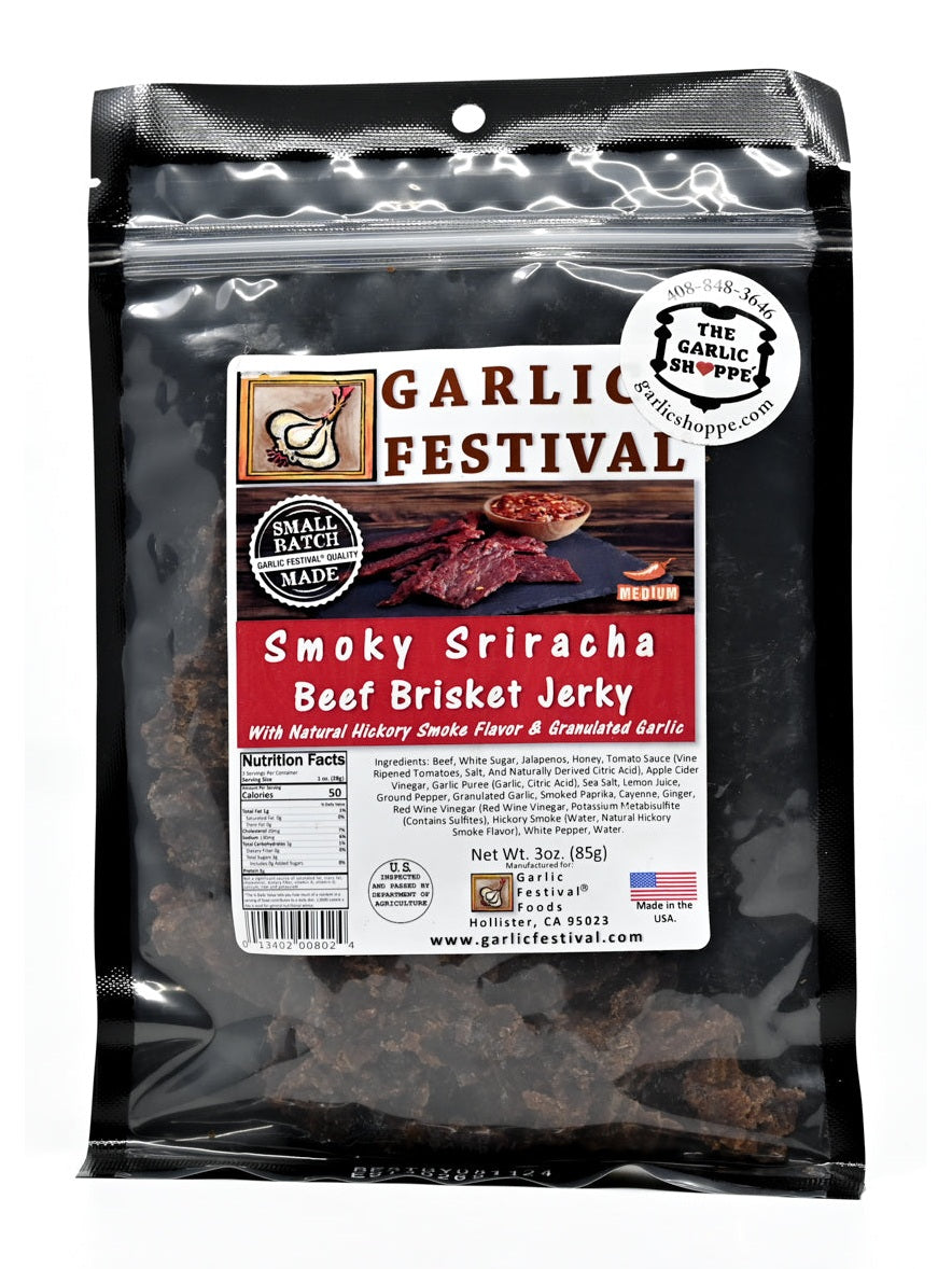 Jerky rauchig Sriracha Rindfleisch Brisket Jerky Knoblauch Festival 3