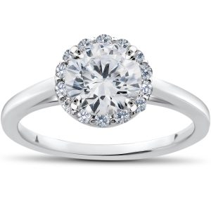 1 ct Lab erstellt Diamant Madelyn Halo Verlobungsring 14k Weißgold