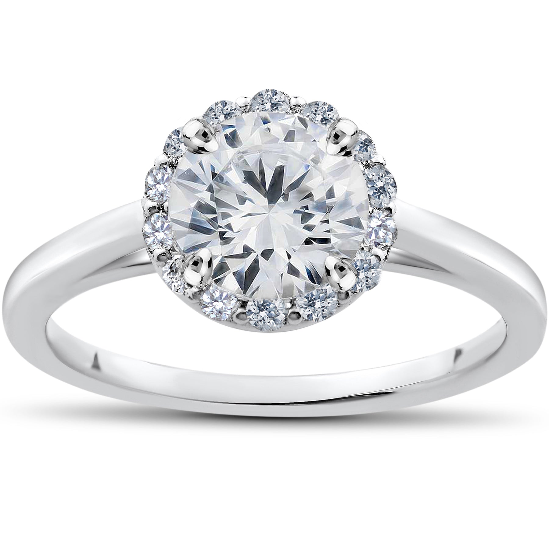 1 ct Lab erstellt Diamant Madelyn Halo Verlobungsring 14k Weißgold