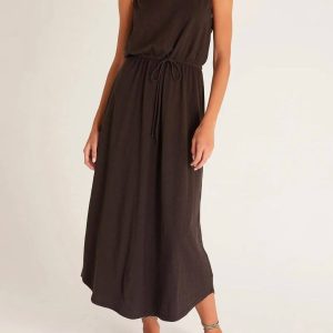 Lovewell Slub Maxikleid in Vintage-Schwarz