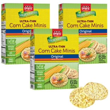 Paskesz Golden Harvest Ultra-dünn Mais Kuchen Minis, Original, Vollkorn, 4,2 oz (3 Stück)