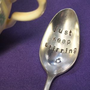 "Nur weiter rühren" Stamped Metal Tee Spoon