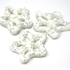 Weißer Joghurt Brezeln Schimmer Schneeflocke