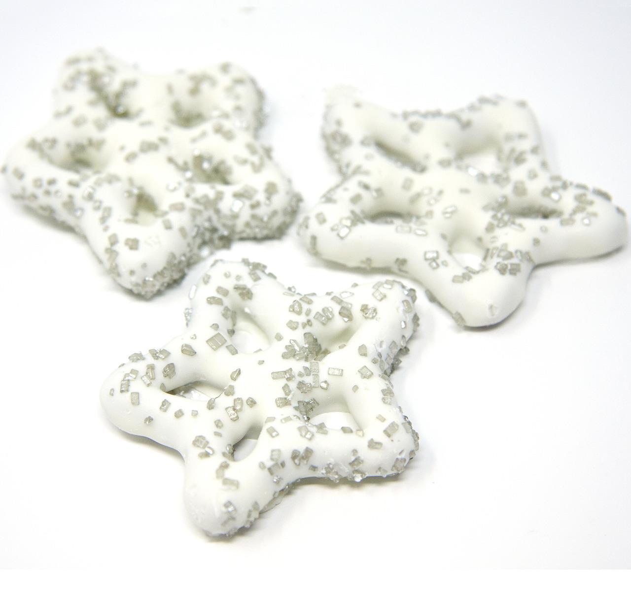 Weißer Joghurt Brezeln Schimmer Schneeflocke
