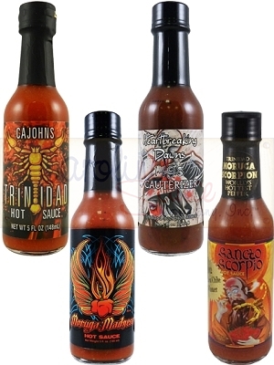 Heißesten Trinidad Scorpion und Moruga Chilisaucen 4 Packung