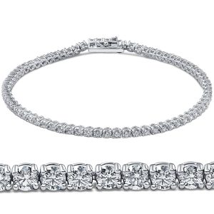 3ct Runde Diamant Tennis Armband 14K Weißgold Damen 7