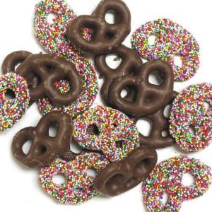 Asher’s Milchschokoladebrezeln mit Regenbogen Nonparielen
