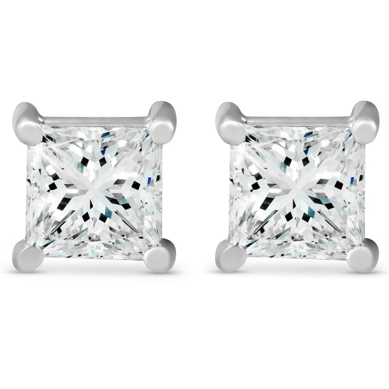 3 ct TDW Prinzessin geschnitten Diamant Schraube zurück Studs 14k Weißgold Lab gewachsen