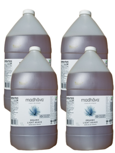 Madhava Bio Agave Nektar Licht, Fall von 4 x 1 Gallone (176 oz.)