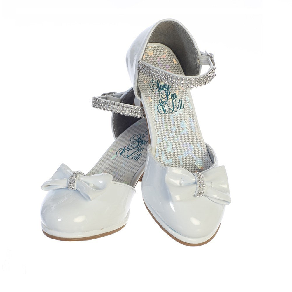 Mädchen Weiß Lack Strass Bella Schuhe 9 Kleinkind-5 Kinder
