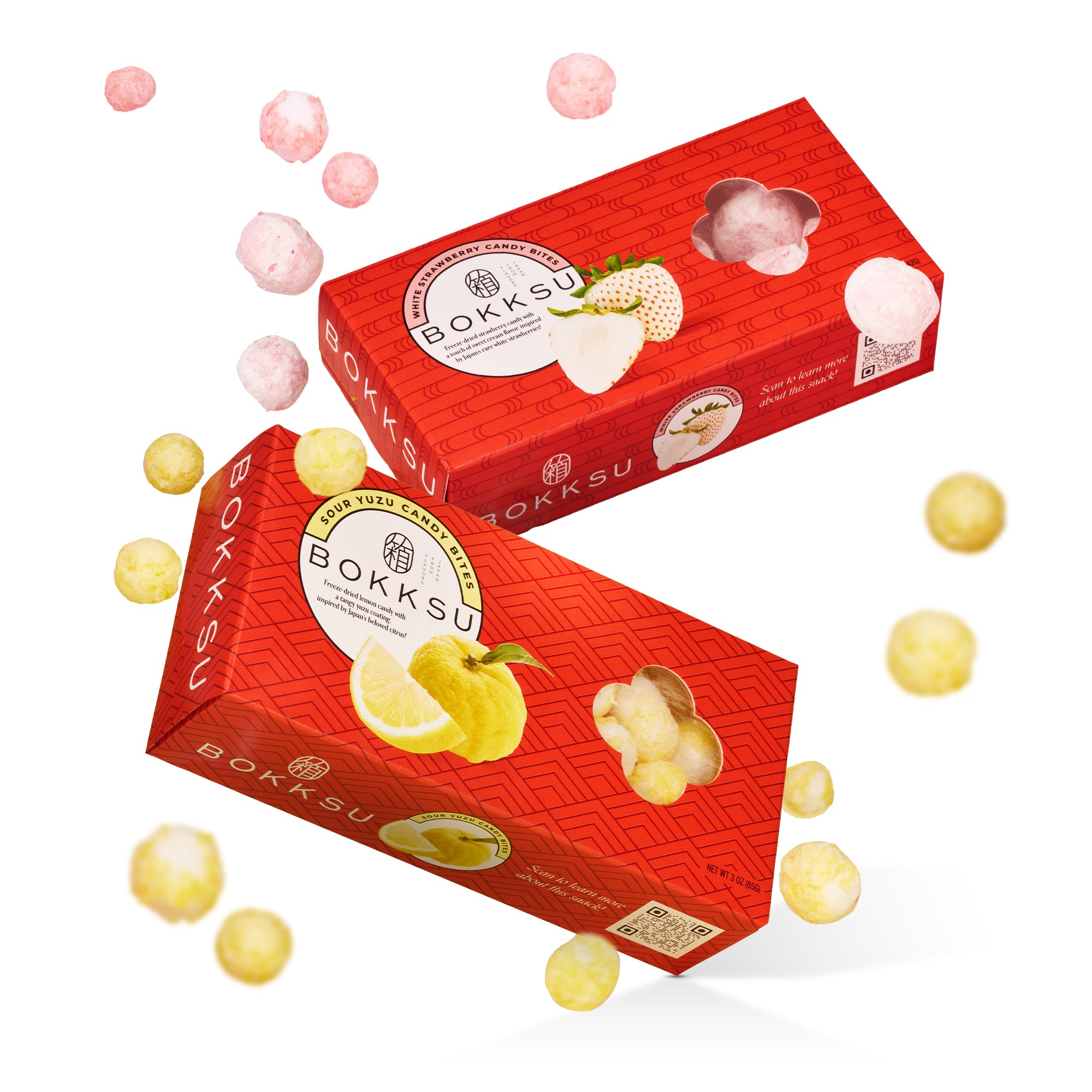Gefriergetrocknet Süßigkeiten Duo: Weiße Erdbeere & sauer Yuzu (kostenloses Geschenk)