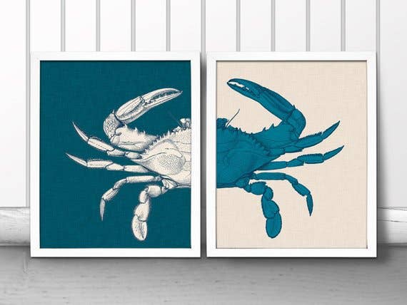 Die Nationalhymne - 8 "x 10" Blau Crab - Zwei Druck-Set