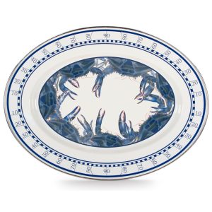Golden Rabbit Blaue Krabben-Ovalplatte