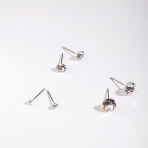 Silber Diamant Simulant Graduierung Ohrring 3-Packung