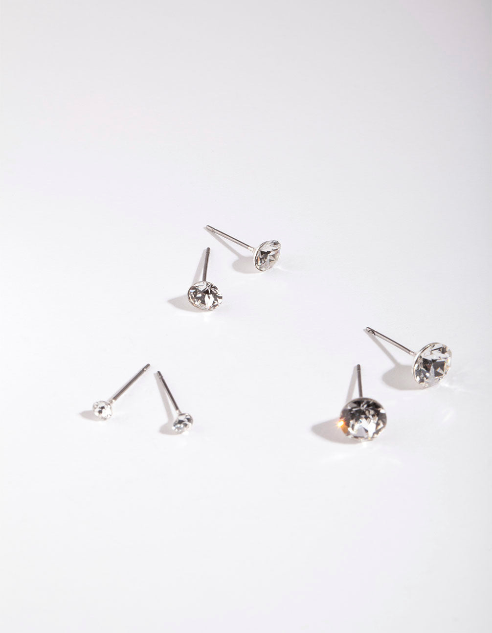 Silber Diamant Simulant Graduierung Ohrring 3-Packung