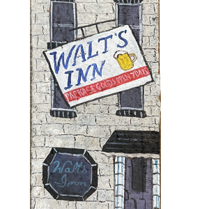 Linda Amtmann – Handbemalter Ziegelstein mit Motiv Walt’s Inn