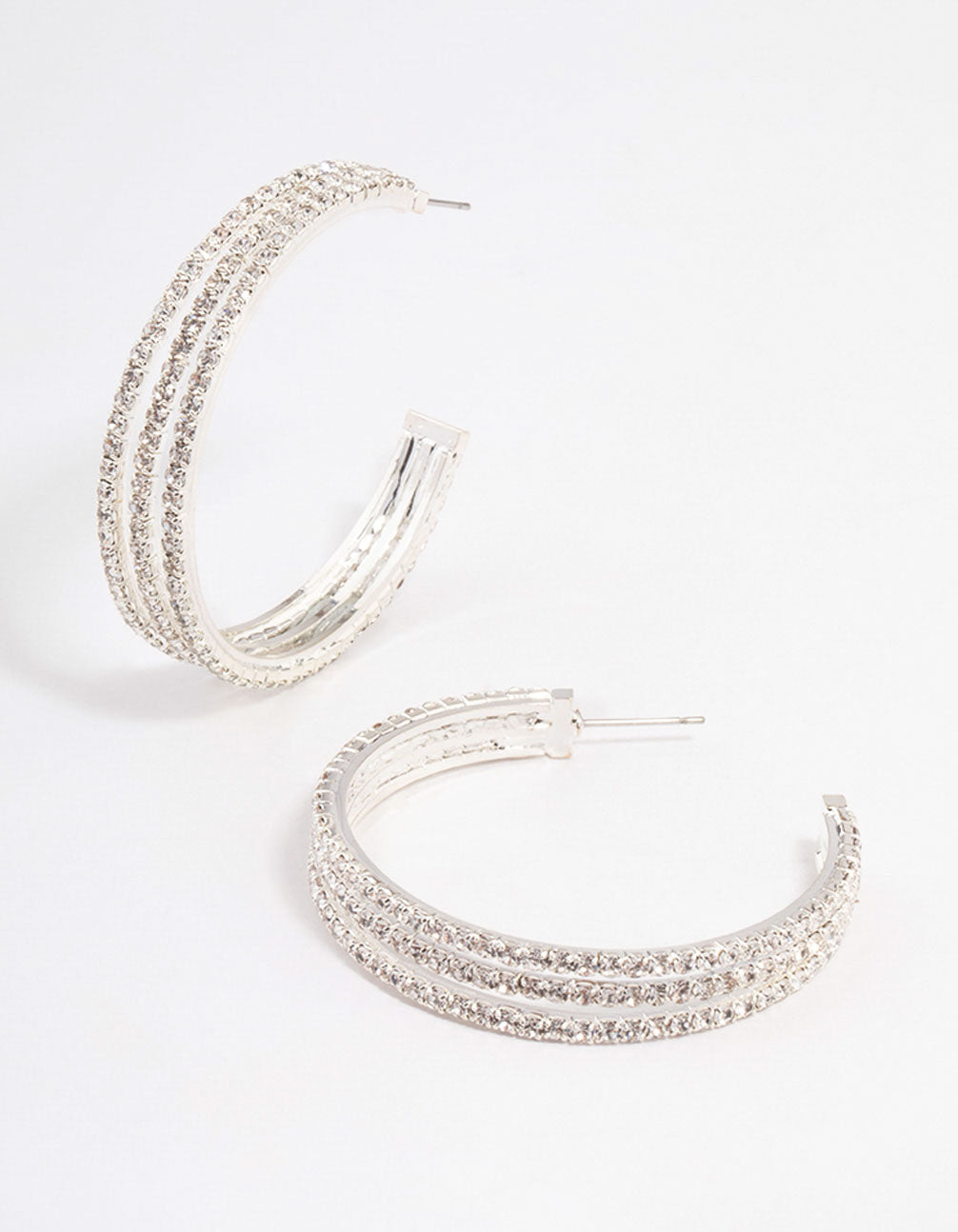 Silber drei Illusion Statement Creole Ohrringe