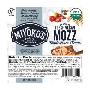Miyoko’s Creamery Bio Cashewmilchmozzarella, – 8oz