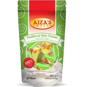 Aiza's Sweets – Pastillas de Buko Pandan – weich zum Kauen Milch Süßigkeiten mit Junger Kokosnuss und Screw Pine Extrakt – 20 Stück – 133 G