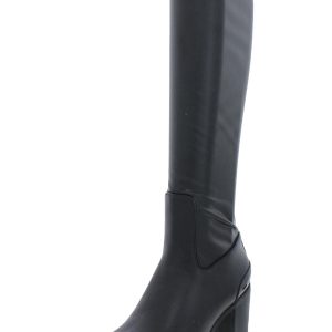 Figaro Damen-Kniestiefel aus Leder mit quadratischer Zehenpartie