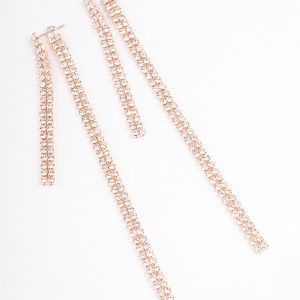 Roségoldene Diamant-Ohrhänger auf der Vorder- und Rückseite