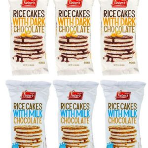 Reiskuchen mit dunklem und Milchschokolade-Beschichtung, glutenfrei, koscher, kalorienarme Snacks, Sortenpackung, 6 Packungen