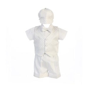 Swea Pea Lilli Baby Jungen Weiß Diamant Jacquard Shorts Hut Taufe Outfit 0-24M