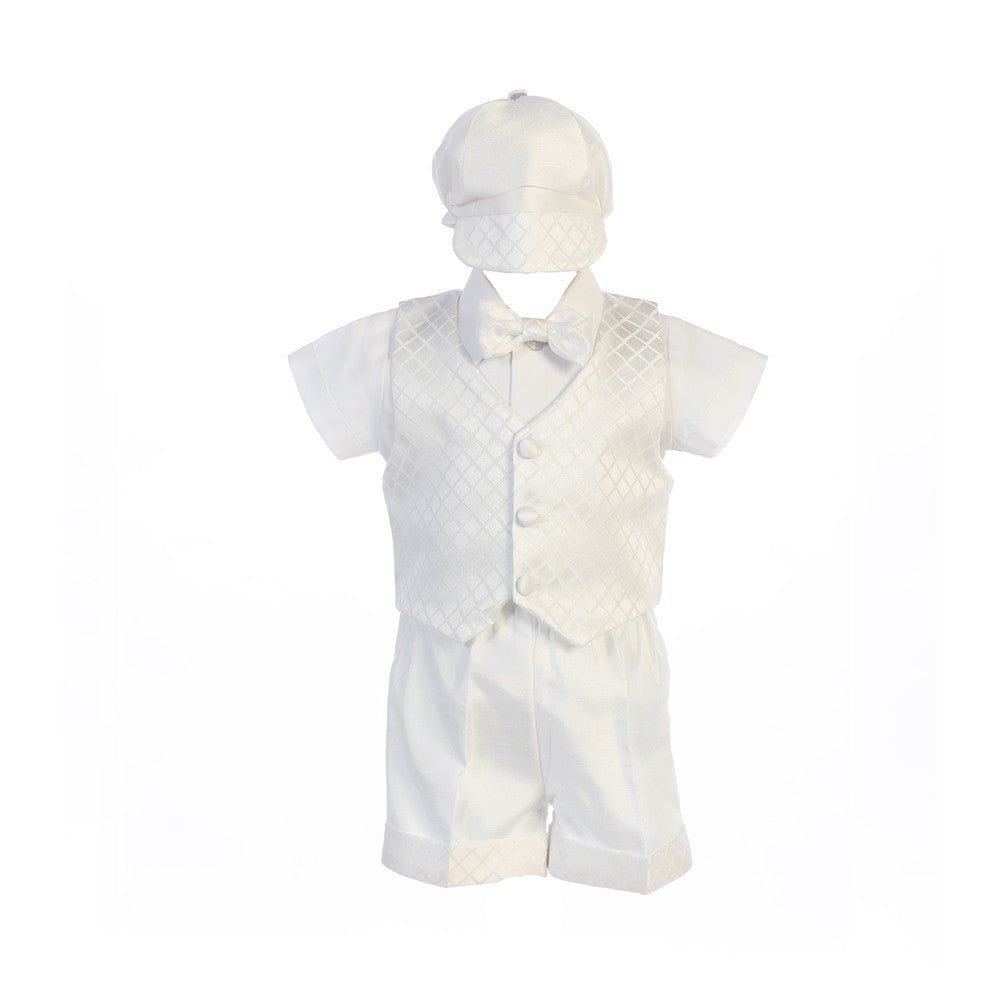 Swea Pea Lilli Baby Jungen Weiß Diamant Jacquard Shorts Hut Taufe Outfit 0-24M