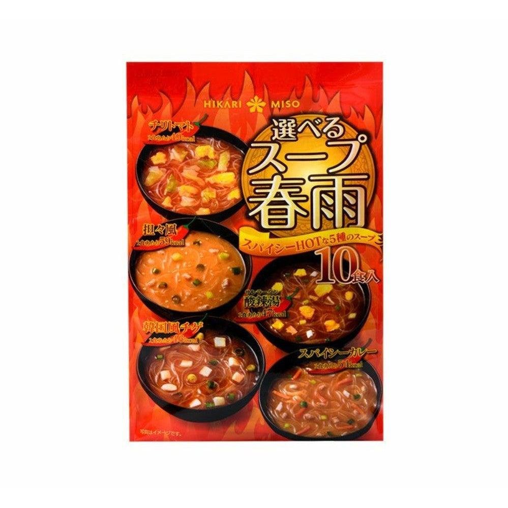 Hikari Miso Instant Hot und scharf Harusame Suppen Sortiment 10 Packungen