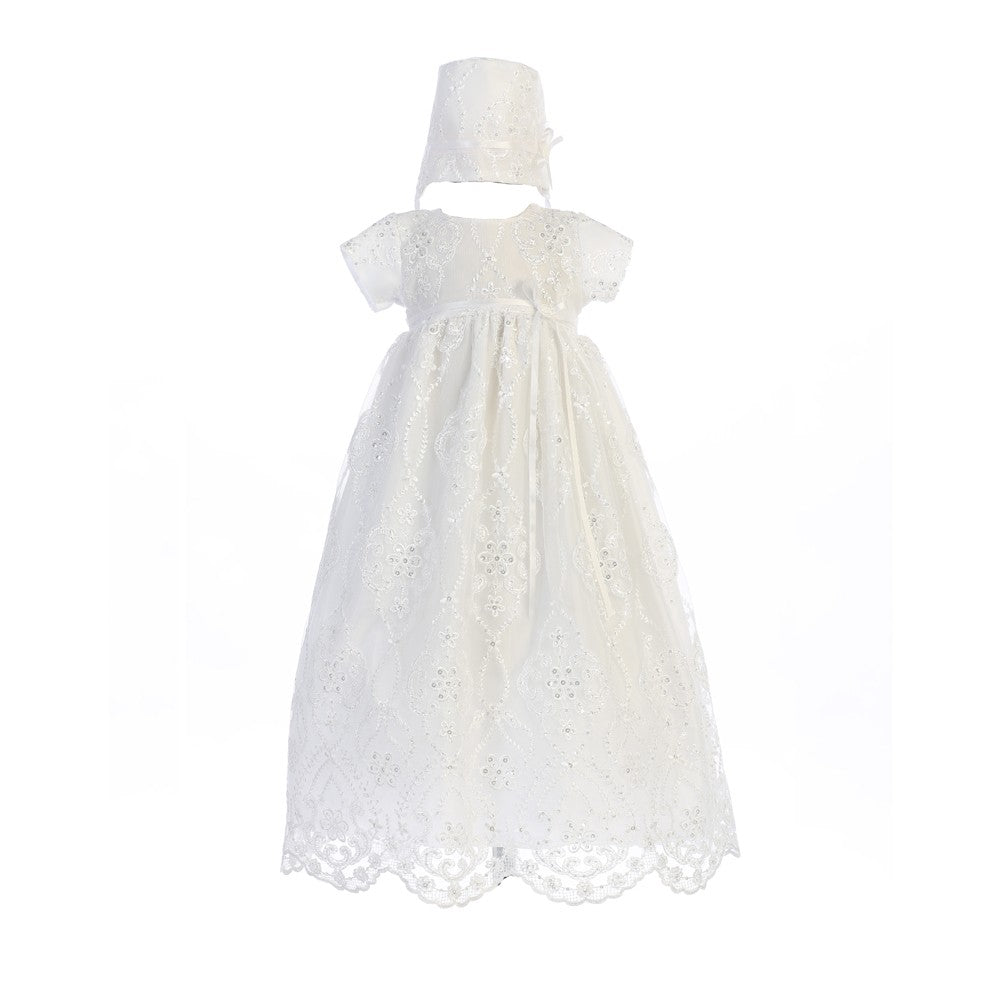Baby Mädchen Weiß Tüll Bonnie Hut Taufkleid 0-18M