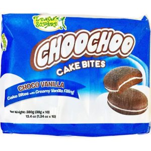Zitronen-Quadrat – Choochoo Tortenbisse – Choco Vanille – Kuchenbisse mit cremiger Vanillefüllung – 10 Packungen – 380 g