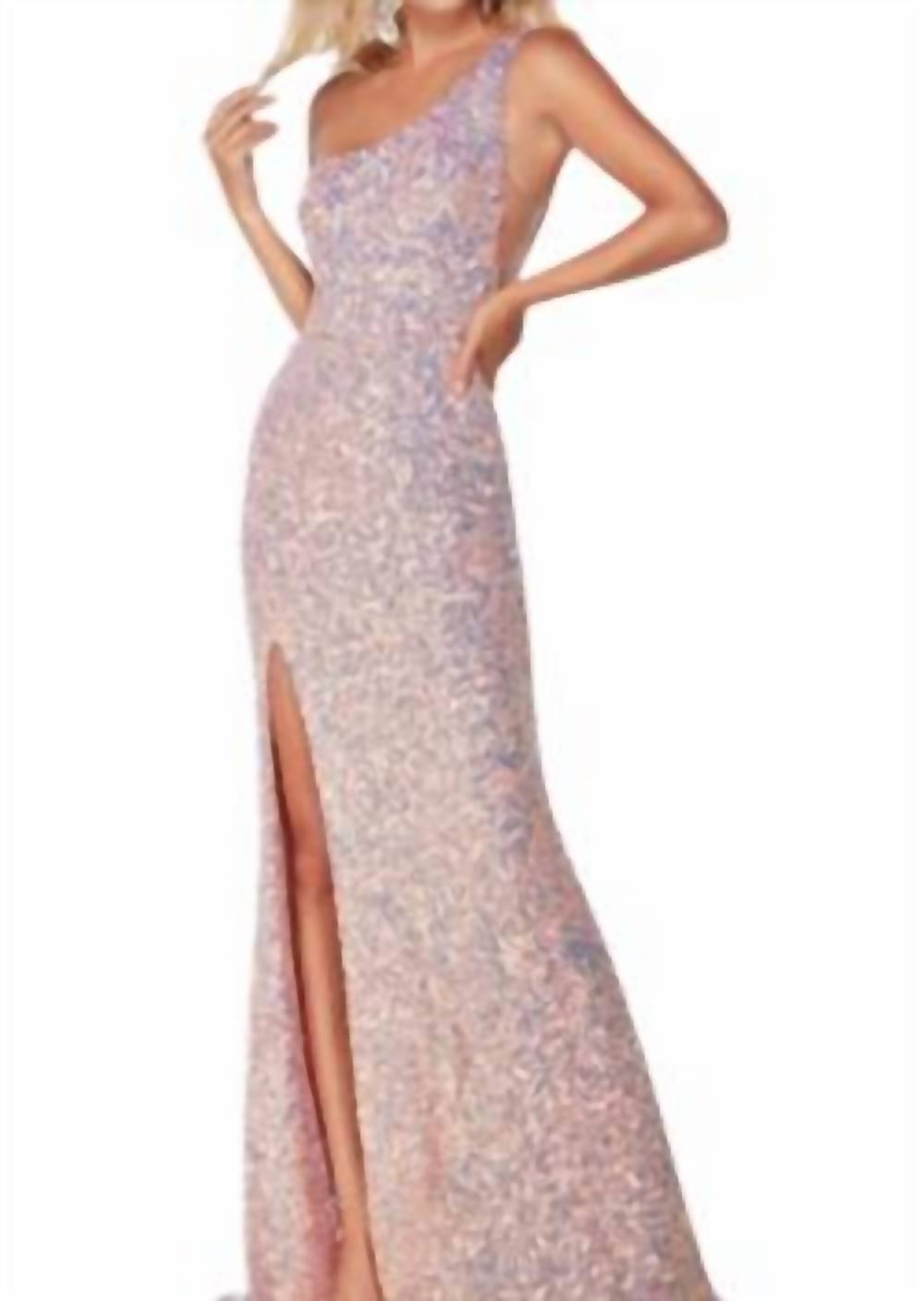 Eine Schulter Seite Schlitz formale Kleid in Vintage Opal