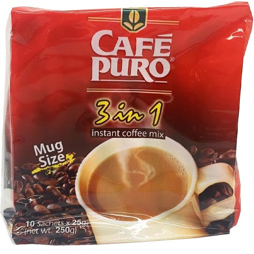 Cafe Puro – 3 in 1 Instant Kaffeemischung – 10 Beutel – 250 G