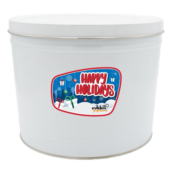 2 Gal Happy Holidays Popcorn Geschenkdose