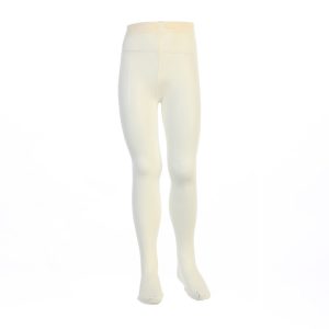 Elfenbeinfarbene, blickdichte, dehnbare Strumpfhose mit Fuß, 12M-16