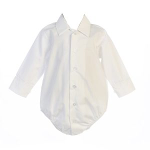 Baby Jungen Weißes Hemd Stil Langarm Poly Baumwolle Body 0-24M