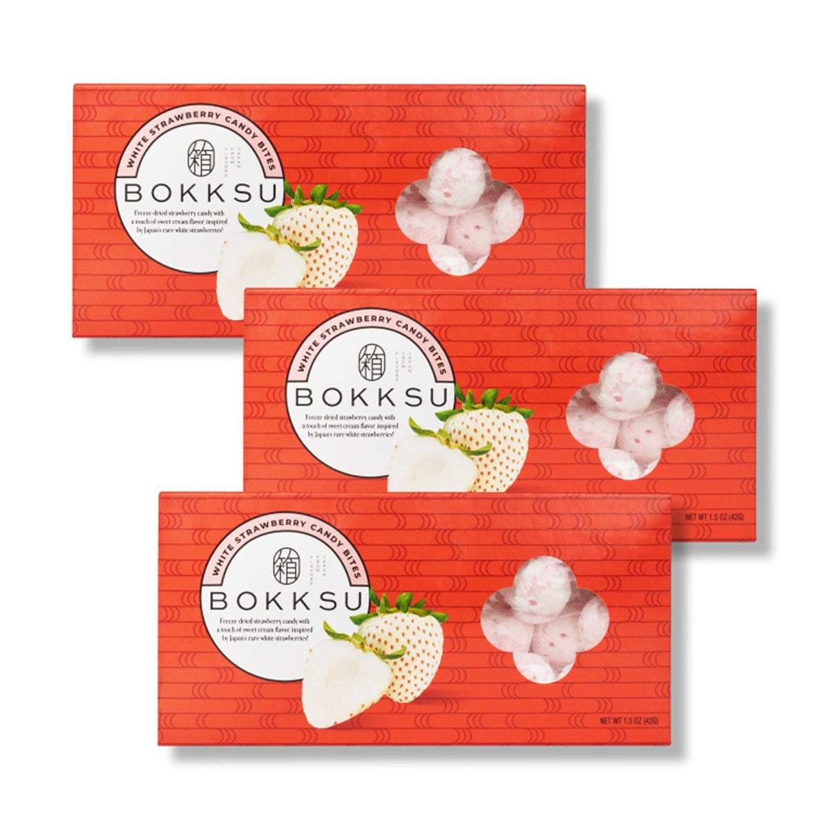 Weiße Erdbeere japanische Süßigkeiten Bites (3-Packung)