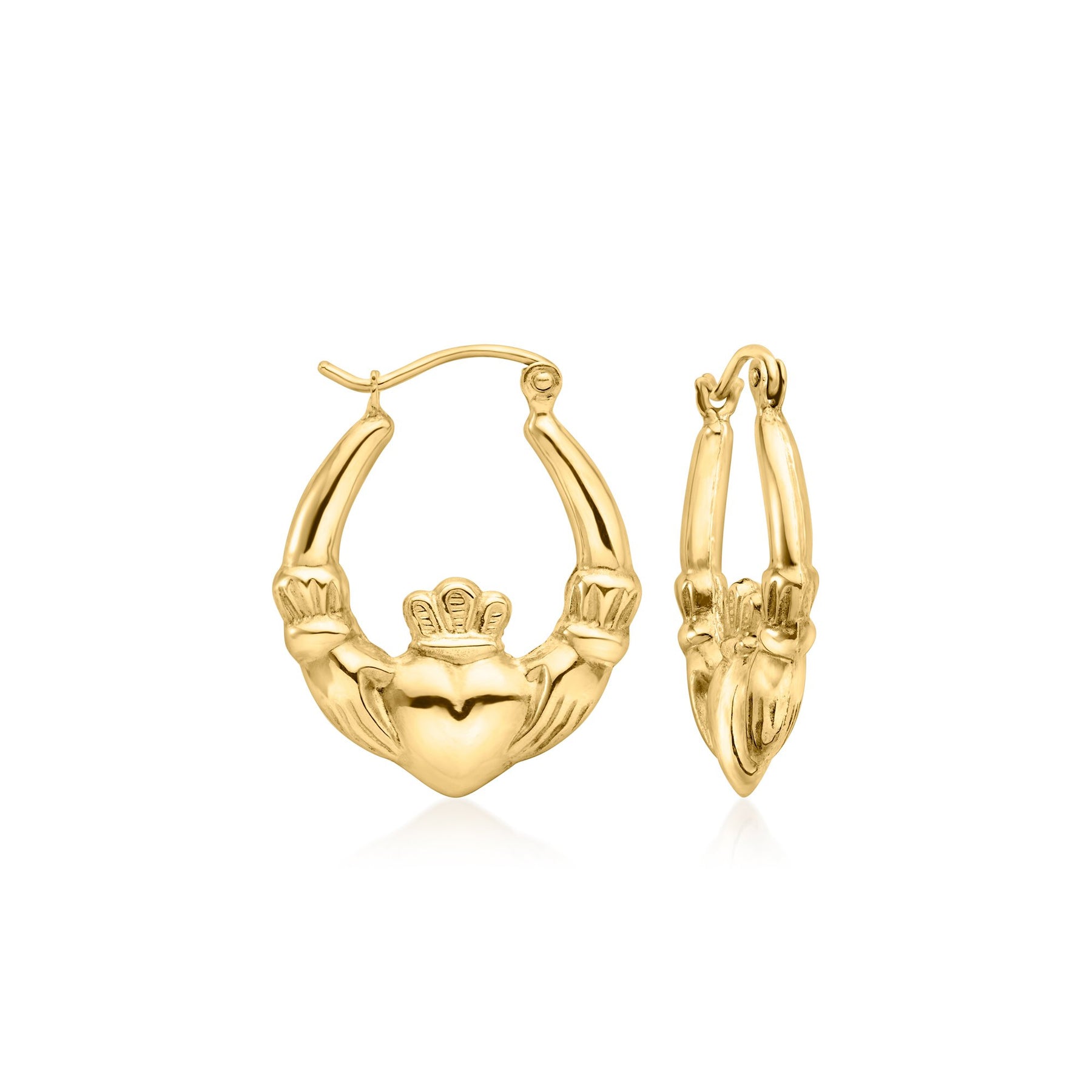 Kanarische 10kt Gelbgold Claddagh Creolen