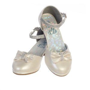 Elfenbeinfarbene PU-Strass-Bella-Schuhe für Mädchen, 9 Kleinkinder bis 5 Kinder