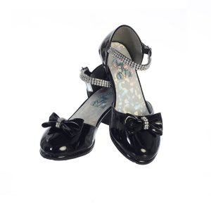 Schwarze Lack-Strass-Bella-Schuhe für Mädchen, 9 Kleinkind-5 Kinder