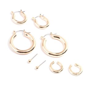 Gold Core grob Mischung Ohrringe 4-Packung