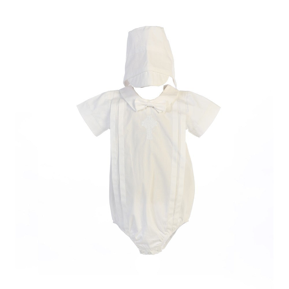 Baby Jungen Weiß Keltisches Kreuz Taufhut Strampler 0-18M